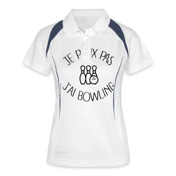 Je peux pas j'ai Bowling - Polo respirant Femme - blanc/marine - Devant