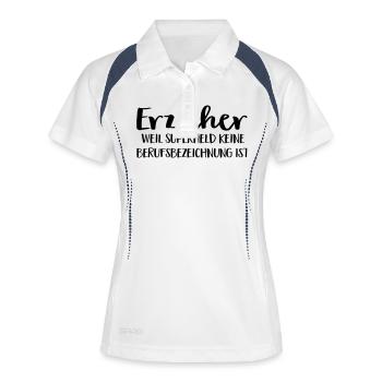 Erzieher - Frauen Polo atmungsaktiv - Weiß/Navy - Vorne