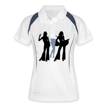 70s and 80s woman and girls iii - Polo respirant Femme - blanc/marine - Devant