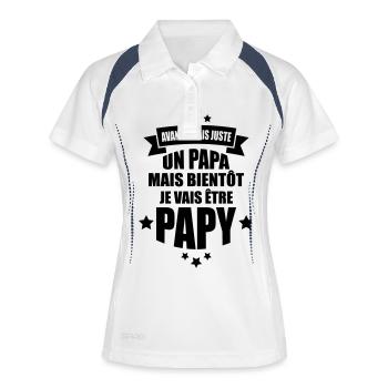 bientôt je vais être papy - Polo respirant Femme - blanc/marine - Devant