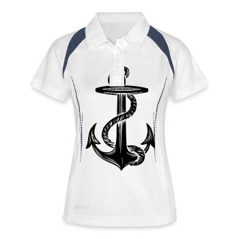 Schwarzer Anker - Black Anchor - Frauen Polo atmungsaktiv - Weiß/Navy - Vorne