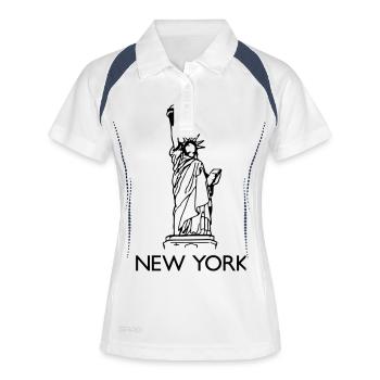 new_york - Frauen Polo atmungsaktiv - Weiß/Navy - Vorne