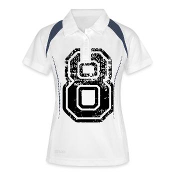 8 - Nummer - Frauen Polo atmungsaktiv - Weiß/Navy - Vorne