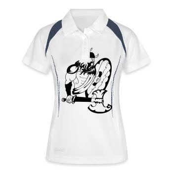 wikinger_1 - Frauen Polo atmungsaktiv - Weiß/Navy - Vorne