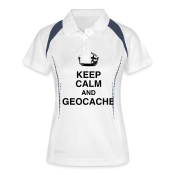 Geocaching / Geocacher / Boussole / Orientation - Polo respirant Femme - blanc/marine - Devant