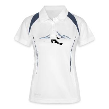 Winter - Skifahrer Berge - Frauen Polo atmungsaktiv - Weiß/Navy - Vorne