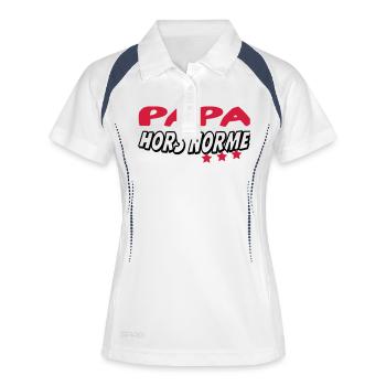 EIN AUSSERGEWÖHNLICHER VATER - Frauen Polo atmungsaktiv - Weiß/Navy - Vorne