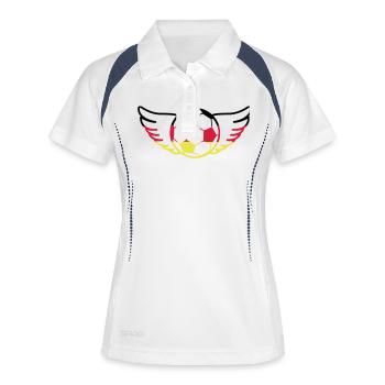 fußball deutschland - Frauen Polo atmungsaktiv - Weiß/Navy - Vorne