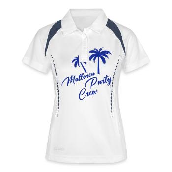 mallorca party crew - Frauen Polo atmungsaktiv - Weiß/Navy - Vorne
