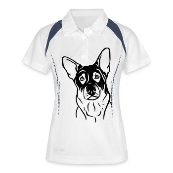 Chien de berger - Polo respirant Femme - blanc/marine - Devant