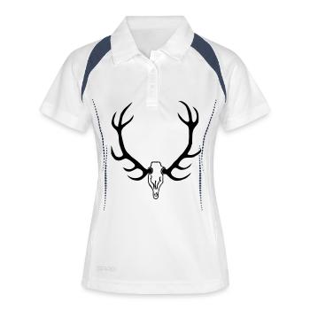 fellforst_geweih - Frauen Polo atmungsaktiv - Weiß/Navy - Vorne