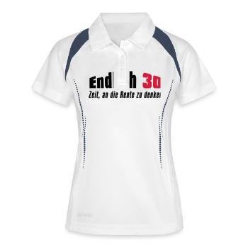 Endlich 30 - Frauen Polo atmungsaktiv - Weiß/Navy - Vorne