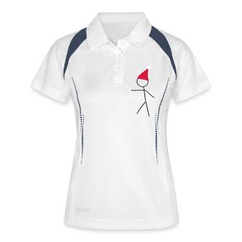 Strokesman Christmas Weihnachtsmann - Frauen Polo atmungsaktiv - Weiß/Navy - Vorne