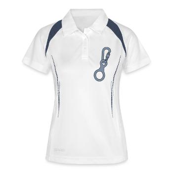 Karabiner Abseilachter 2 - Frauen Polo atmungsaktiv - Weiß/Navy - Vorne