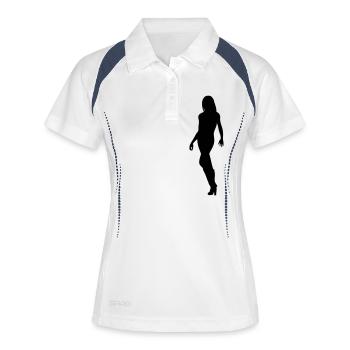Frau Körper Silhouette Vektor-Design - Frauen Polo atmungsaktiv - Weiß/Navy - Vorne