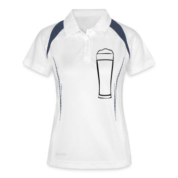 Bier trinken Bierglas - Frauen Polo atmungsaktiv - Weiß/Navy - Vorne