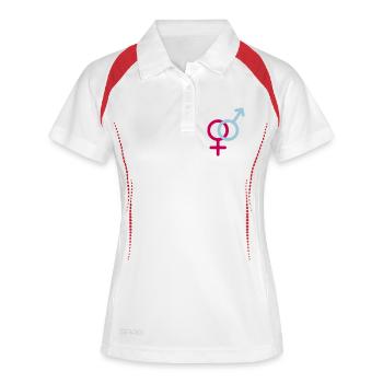 Männliche und weibliche Symbol- - Frauen Polo atmungsaktiv - Weiß/Navy - Vorne