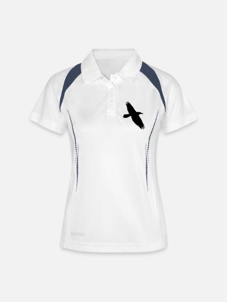 crow raven corvus bird in flight - Women's Polo breathable - white/navy