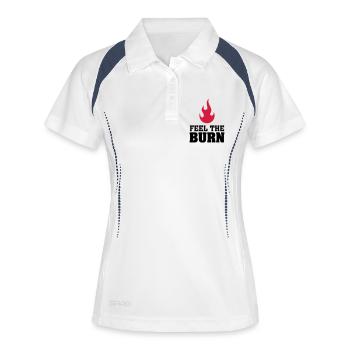 Feel The Burn (Flame) - Frauen Polo atmungsaktiv - Weiß/Navy - Vorne
