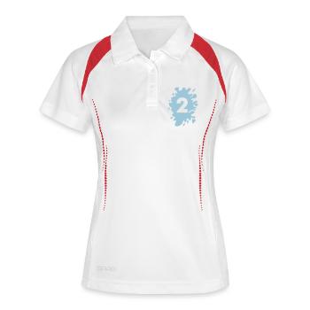 Klecks 2 - Frauen Polo atmungsaktiv - Weiß/Navy - Vorne