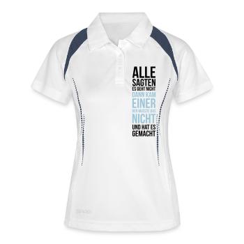 Innovation Spruch neue Wege clever geht nicht - Frauen Polo atmungsaktiv - Weiß/Navy - Vorne