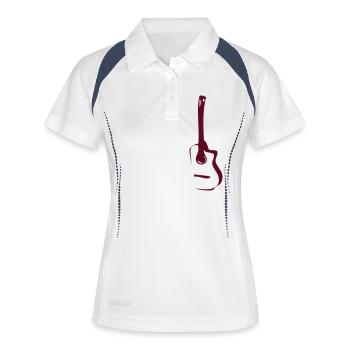 Guitare1 - Frauen Polo atmungsaktiv - Weiß/Navy - Vorne