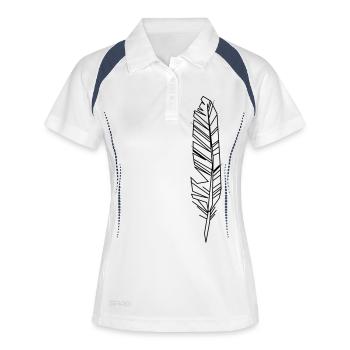 feder - Frauen Polo atmungsaktiv - Weiß/Navy - Vorne