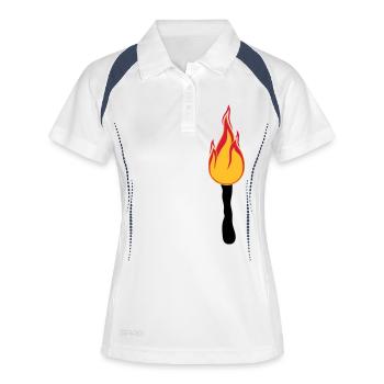torche nuit promenade lumière feu vif flamme heis - Polo respirant Femme - blanc/marine - Devant