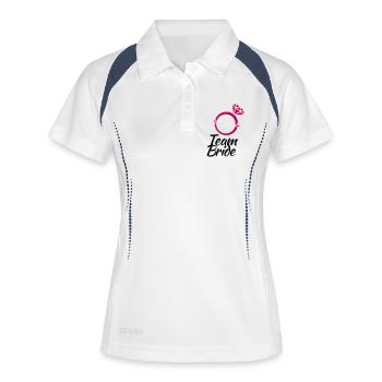 Junggesellen abschied - Frauen Polo atmungsaktiv - Weiß/Navy - Vorne