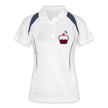 Cupcake mit Kirsche - Frauen Polo atmungsaktiv - Weiß/Navy - Vorne