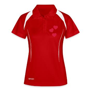Herzen - Frauen Polo atmungsaktiv - Weiß/Navy - Vorne