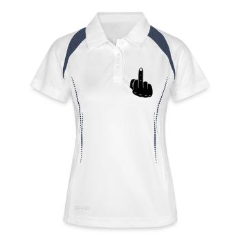 fuck_1 - Frauen Polo atmungsaktiv - Weiß/Navy - Vorne