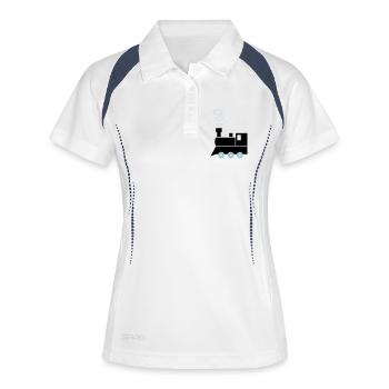 lokomotive_02 - Frauen Polo atmungsaktiv - Weiß/Navy - Vorne
