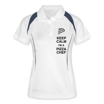 Pizza / pizzaiolo / Italien / Burger - Frauen Polo atmungsaktiv - Weiß/Navy - Vorne