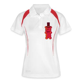 Lustiges Gentleman Gummibaerchen - Frauen Polo atmungsaktiv - Weiß/Navy - Vorne
