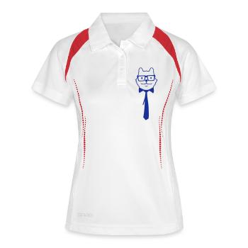 Smart Nerd Cat Lunettes à monture de corne Lunettes Geek Tie - Polo respirant Femme - blanc/marine - Devant
