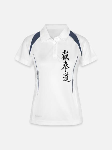 Jeet Kune Do Calligraphy - Polo respirant Femme - blanc/marine