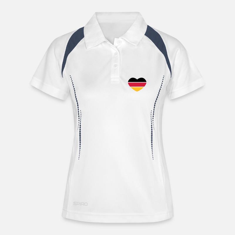 Heart 3colored - Black Red Gold - Germany - Women's Polo breathable - white/navy