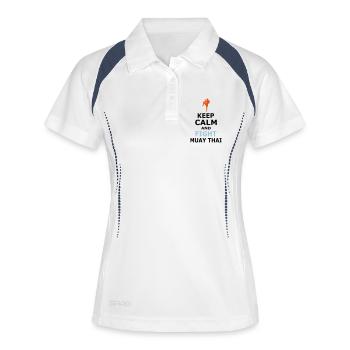 KEEP CALM AND FIGHT MUAYTHAI - Frauen Polo atmungsaktiv - Weiß/Navy - Vorne