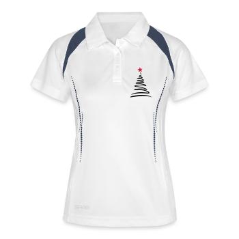 Weihnachtsbaum - Frauen Polo atmungsaktiv - Weiß/Navy - Vorne