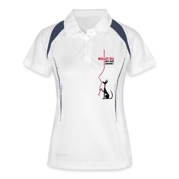 willst du mit mir gehen? - Frauen Polo atmungsaktiv - Weiß/Navy - Vorne