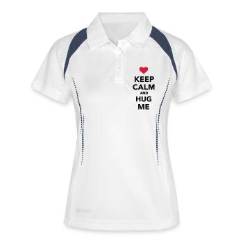 Keep calm and hug me - Polo respirant Femme - blanc/marine - Devant