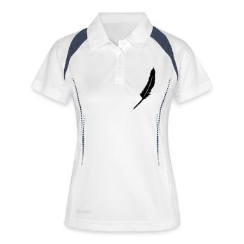 feder - Frauen Polo atmungsaktiv - Weiß/Navy - Vorne
