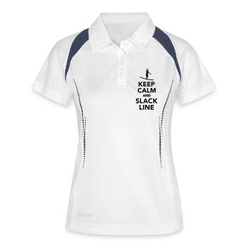 Keep calm and Slackline - Polo respirant Femme - blanc/marine - Devant
