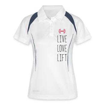 lift love live - Frauen Polo atmungsaktiv - Weiß/Navy - Vorne