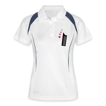 Leipzig Uniriese MDR Gebäude - Frauen Polo atmungsaktiv - Weiß/Navy - Vorne