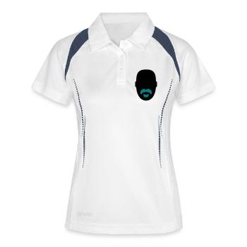 »Frank Zappa« Beard 1 - Frauen Polo atmungsaktiv - Weiß/Navy - Vorne