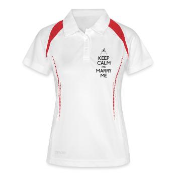 keep calm marry me - Polo respirant Femme - blanc/marine - Devant