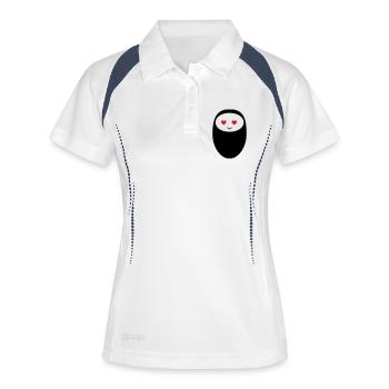 roboter_froehlich_02 - Frauen Polo atmungsaktiv - Weiß/Navy - Vorne