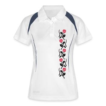 roses II - Frauen Polo atmungsaktiv - Weiß/Navy - Vorne